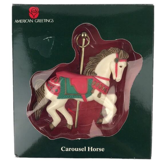 Vintage American Greetings 4'' Carousel Horse Christmas Tree Ornament AX-1035 - Picture 1 of 8